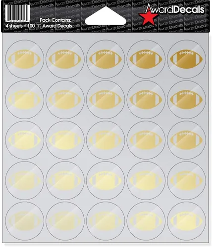 Vista 3 de Award Decals Juego de calcomanías de fútbol (negro sobre transparente) (100 calcomanías de 1 pulgada), calcomanías originales Award Decals Premium