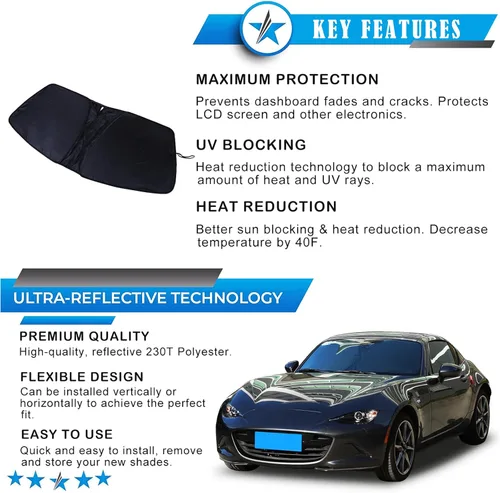 Vista 5 de Parasol para parabrisas original para Mazda MX-5 ND 2016 2017 2018 2019 2020 2021 2022 2023 protector reflectante para parabrisas de automóvil