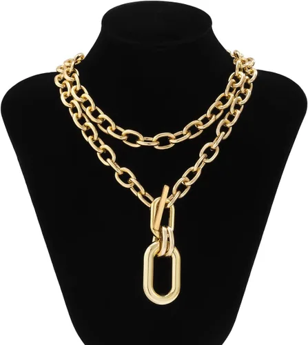 Vista 6 de Gargantilla punk, collar de eslabones de cadena gruesa para mujer
