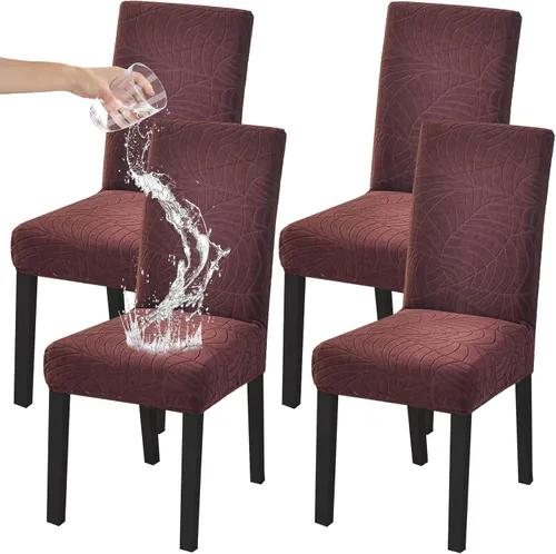 Vista 29 de HZDHCLH Juego de 4 fundas para sillas de comedor color burdeos, fundas elásticas de elastano para sillas Parsons, paquete de 4, fundas de asiento