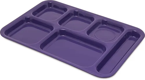 Vista 12 de Carlisle FoodService Products Bandeja de plástico para comida diestra con 4 compartimentos para escuelas, cafeterías y comedores, melamina, 10 x Azul