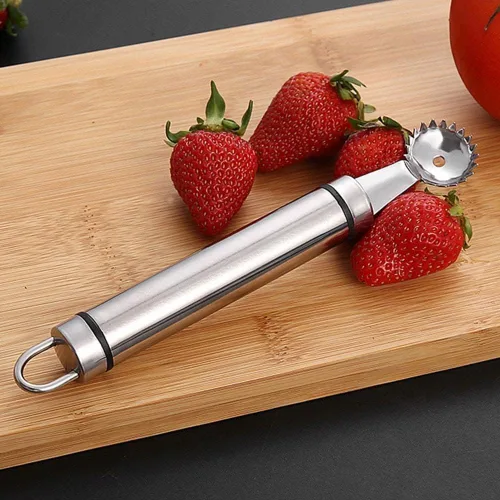 Vista 4 de 2 unidades de acero inoxidable fresa Huller multifunción inoxidable descorazonador y removedor de picaduras para fresa, tomate, verduras y frutas