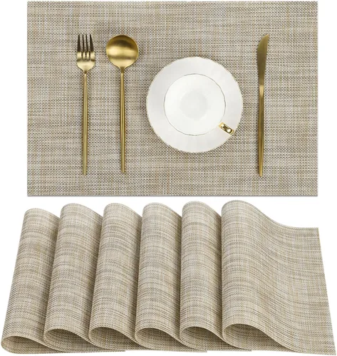 Vista 10 de SHACOS - Caminos de mesa de vinilo tejido, lavables, para uso en interiores o exteriores, fáciles de limpiar