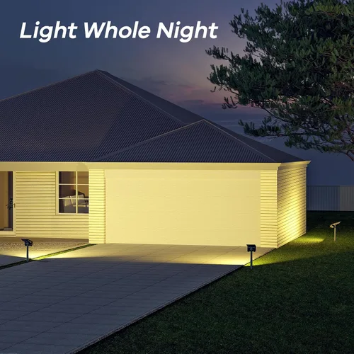 Vista 6 de Consciot Focos solares de color blanco cálido para exteriores, del atardecer al amanecer, 600 lúmenes, 360 °, ajustables en 360°, luces solares