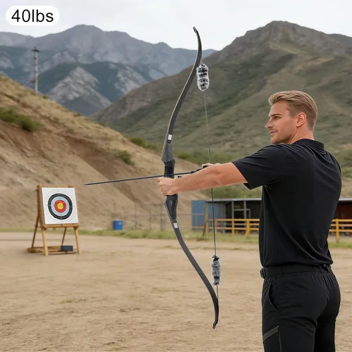 Vista 5 de Arco recurvo Takedown, juego de flecha de tiro con arco de madera de 56