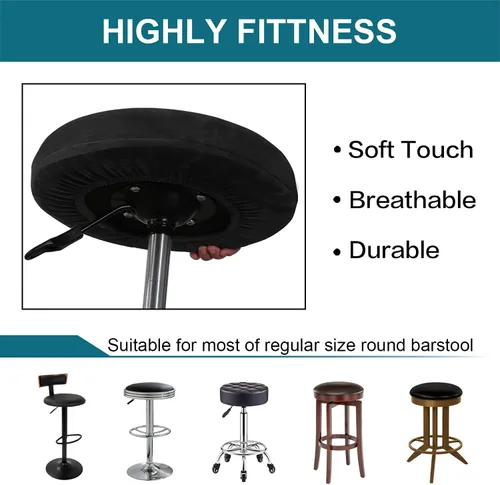 Vista 6 de Turquoize Paquete de 2 Fundas para Taburetes de Bar Fundas Redondas para Taburetes con Bandas Elásticas Fundas de Asiento de Taburete de Bar Funda