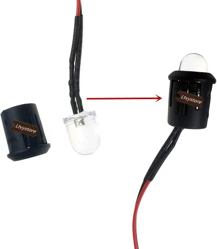 Vista 3 de Bombilla LED blanca de 0.315 in, 12 V, precableada, 7.87 pulgadas, diodo emisor precableado y negro de 0.315 in LED de plástico Clip titular
