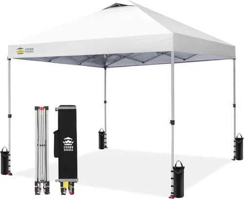 Vista 17 de CROWN SHADES Toldo desplegable de 8 x 8 pulgadas, tienda de campaña de playa con instalación CenterLok de un empuje, parasol fácil para exteriores