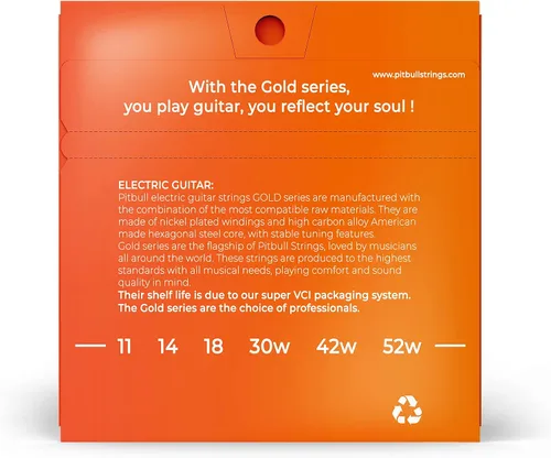 Vista 2 de Pitbull Cuerdas de guitarra eléctrica Serie Gold (11-52 Medium Top Heavy Bottom)