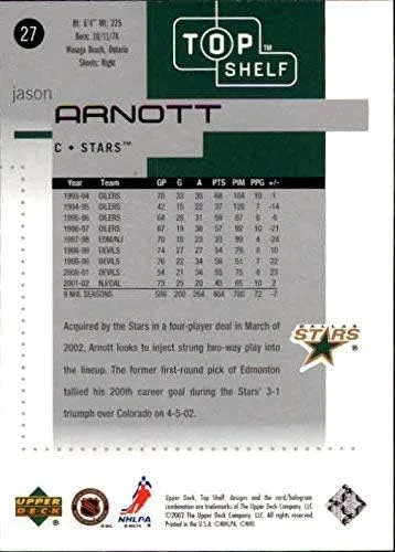 Vista 2 de 2002-03 UD Top Shelf #27 Jason Arnott NHL Hockey Trading Card