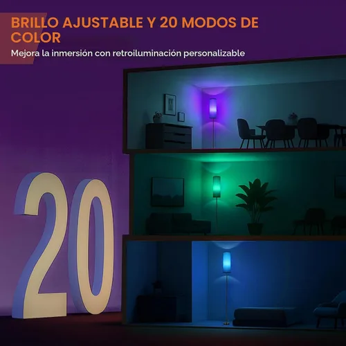 Vista 5 de FRIDEKO HOME Lámpara de pie, iluminación ambiental que cambia de color para sala de estar, dormitorio, lámpara de pie con aplicación y control