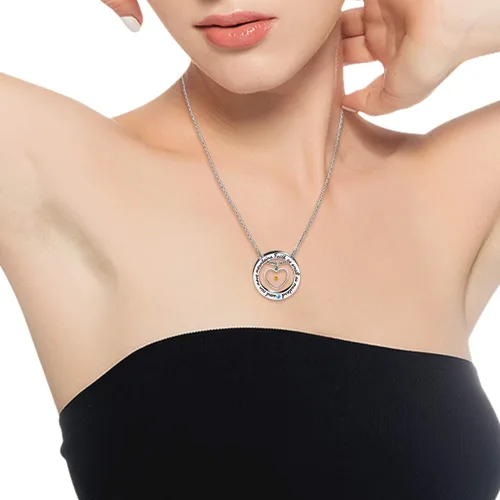 Vista 2 de Uloveido Collar de anillo redondo de círculo cristiano grabado fe tan pequeña como una semilla de mostaza puede mover montañas Y958
