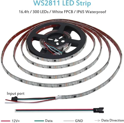 Vista 2 de ALITOVE WS2811 Dream Color RGB - Tira de luces LED Bluetooth, control de aplicación Bluetooth, tira de luz LED direccionable de 300 LED de 16.4 pies