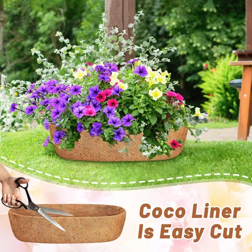 Vista 6 de Coco Liner 30 pulgadas, 3 piezas de repuesto para cestas colgantes para macetas Revestimientos naturales de coco de reemplazo en forma de media