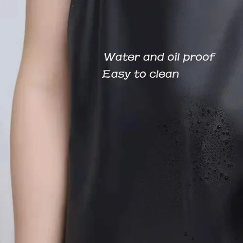 Vista 2 de K Y KANGYUN Delantal de vinilo de goma impermeable negro - 43Hx29W pulgadas ajustable largo negro ligero