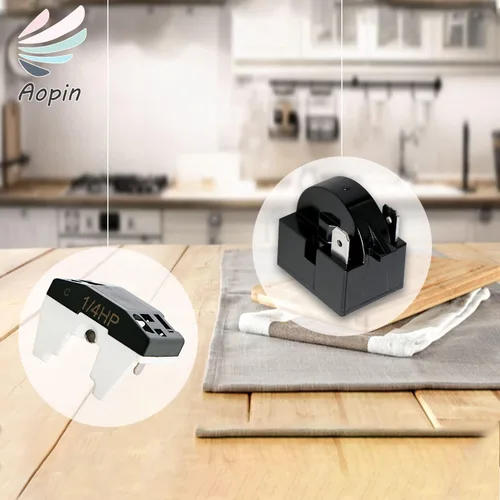Vista 6 de Protector térmico de sobrecarga térmica de 2 pines 1/4 HP 180 W 12 ohmios + relé de arranque PTC, pieza de repuesto para refrigerador de automóvil