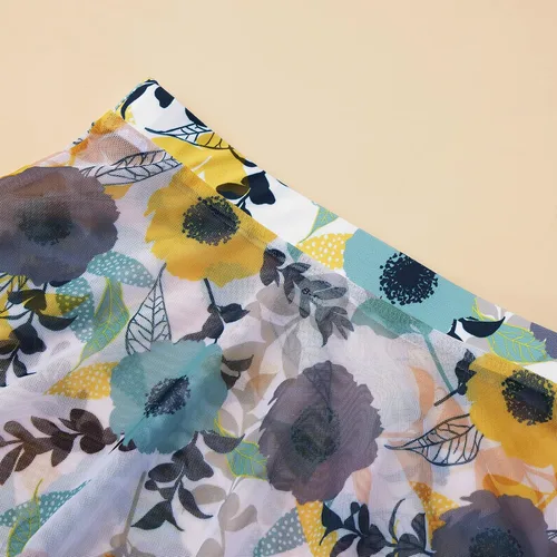 Vista 7 de Traje de baño para niñas con estampado de leopardofloralvaca, conjunto de bikini de 3 piezas con falda de playa