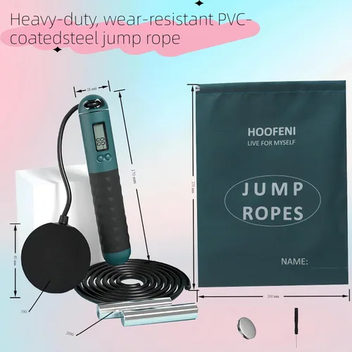 Vista 2 de Cordless Weighted Jump Rope with Counter – Adjustable Ropeless Skipping Rope for Fitness, Indoor & Outdoor Jumping Rope for Men Women, Digital