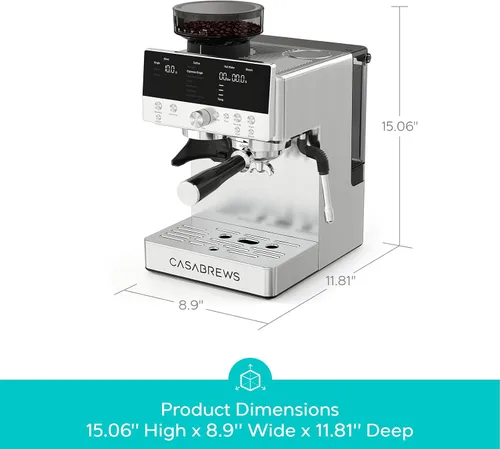 Vista 2 de CASABREWS MARENZA Máquina de café expreso con molinillo integrado y varita