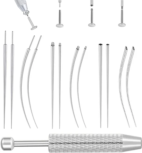 Vista 11 de Uni-J Herramienta de perforación de bola cónica para cambiar joyas, 14G, 16G, 18G, 20G, sin rosca, rosca interna, kit de estiramiento de rosca