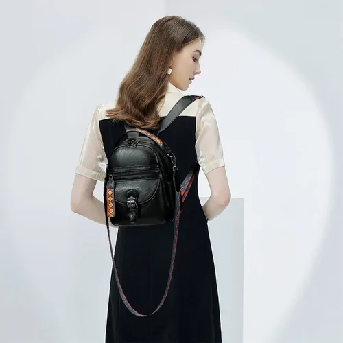 Vista 7 de KL928 Mochila pequeña para mujer, mochila de hombro a la moda, Negro -, Mochilas Daypack