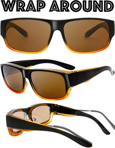 Vista 2 de The Fresh - Lentes de sol polarizados, de alta definición y envolventes para uso sobre anteojos - Estuche de piel para anteojos