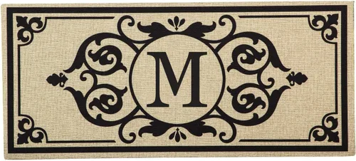 Vista 15 de Evergreen Flag Cambridge Monogram Letra A Burlap Sassafras Switch Mat 22" x 10
