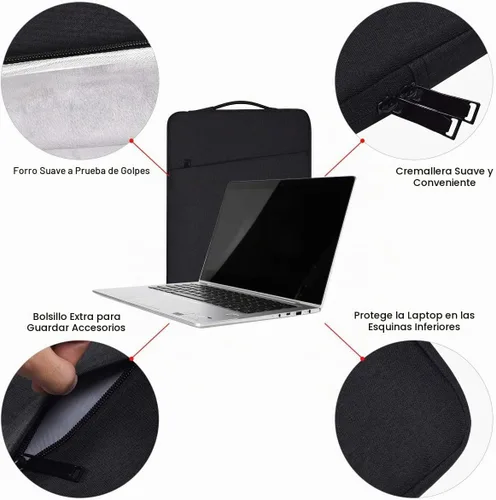 Vista 4 de Funda para portátil de 13 pulgadas para portátil de 13.5-14.4 pulgadas Surface Laptop Studio/6/5/4/3, Surface 7th de 13.8", Asus ZenBook/Dell Negro