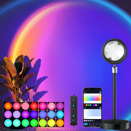 Vista 10 de Lámpara de puesta de sol, proyector de luces LED con control remoto, aplicación de control de botón, luz nocturna, luces RGB, luz solar, lámpara