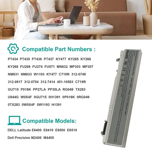 Vista 5 de Fancy Buying Nueva batería para portátil Dell Latitude E6400 E6410 E6500 E6510 Precision M2400 M4400 M4500 M6500