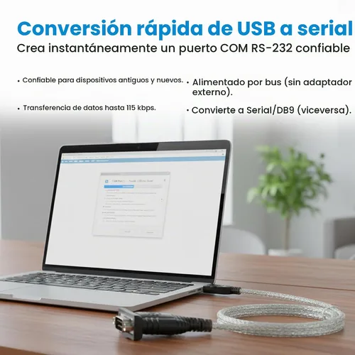 Vista 4 de Manhattan El convertidor USB a serie conecta un dispositivo serie a un puerto USB (205146)