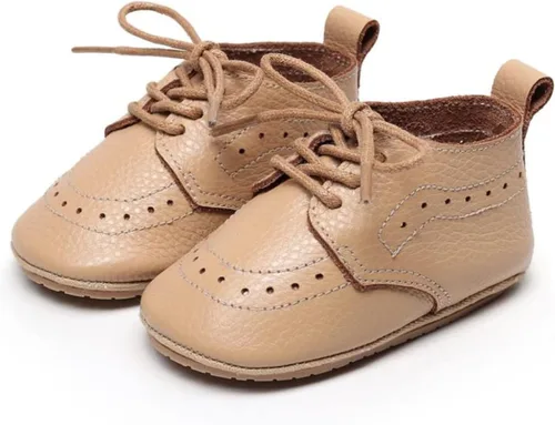 Vista 2 de Mocasines de cuero para bebés, niños y niñas, cómodos zapatos de vestir Oxford, zapatos de boda, zapatos para primeros pasadores, zapatos de cuna
