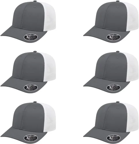Vista 136 de Cap America i8502 Flexfit 110 Premium - Gorra de camionero de perfil medio con 6 paneles de malla trasera con protección UV y cierre ajustable