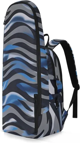 Vista 2 de Bolsas de raqueta de bádminton para tenis, impermeables, con textura animal azul-gris, bolsa deportiva para pickleball para hombres y mujeres, bolsa