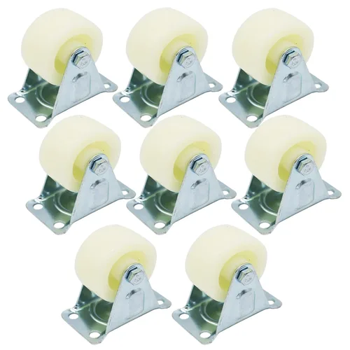Vista 8 de Ruedas giratorias rígidas de PP de 1 pulgada, placas superiores no giratorias para muebles y banco de trabajo, 8 paquetes