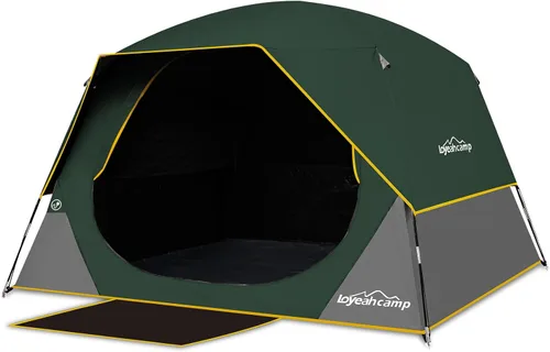 Vista 9 de LOYEAHCAMP Tienda de Campaña Blackout para 4 Personas, Montaje Fácil Tienda Domo Familiar Impermeable para Acampar con Sobretecho, Tienda Familiar
