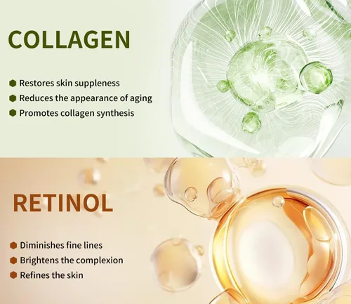 Vista 5 de Paquete de 10 mascarillas faciales de colágeno, mascarillas faciales para el cuidado de la piel con coenzima Q10 Retinol antienvejecimiento