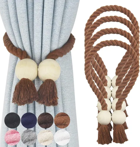 Vista 20 de Alzapaños magnéticos para cortinas, alzapaños decorativos Nieffeiy Beige