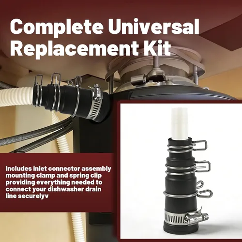 Vista 7 de Kit de conector de lavavajillas para triturador de basura – Piezas de repuesto compatibles con la eliminación de basura Insinkerator Adaptador