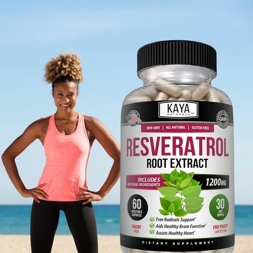 Vista 9 de Kaya Naturals - Cápsulas de resveratrol - Suplemento antienvejecimiento - Antioxidantes con apoyo cerebral - Beneficios máximos - 60 cápsulas