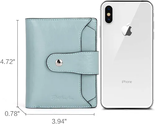 Vista 7 de BOSTANTEN - Billetera de cuero para mujer con bloqueo RFID, pequeña, con cremallera, de bolsillo, para tarjetas, con ventana para documento