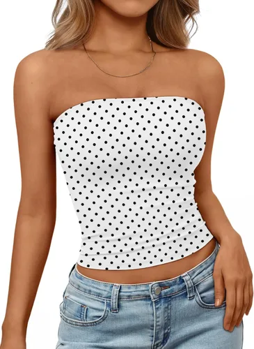 Vista 12 de Trendy Queen Top corto bandeau sin tirantes para mujer Blanco