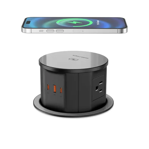 Vista 13 de VILONG - Toma desplegable para encimera, 20 W USB-C, 15 W inalámbrico, 4 AC, cable de 6 pies