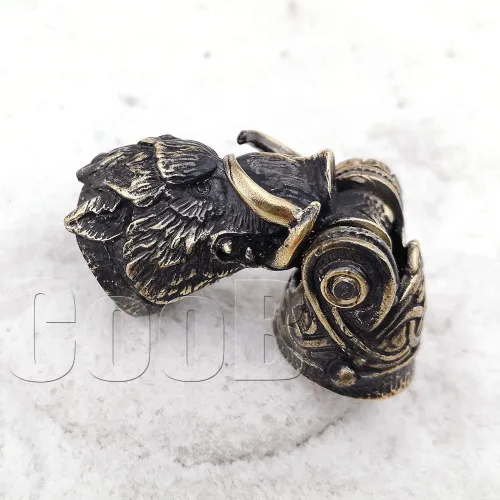 Vista 4 de EDC Paracord Bracelet Buckle Shackle Clasp Lock Bead Wild Boar Hunting - Unique Fully Hand-Casted Solid Bronze Buckles Locks Shackles for Paracord