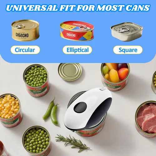 Vista 4 de Abrelatas eléctrico recargable por USB - Funciona con batería, operación automática de un toque, soporte magnético para tapa y corte de borde suave