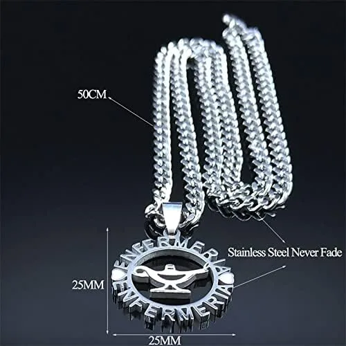 Vista 6 de Stainless Steel Enfermeria Balance Chain Necklaces WomenMen Silver Color Allah's Lamp Necklaces Jewelry Joyeria