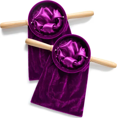 Vista 8 de Tioncy Juego de 2 bolsas para ofrendas de diezmos de iglesia con asas de madera, bolsa de colección de iglesia con asas para suministros de comunión