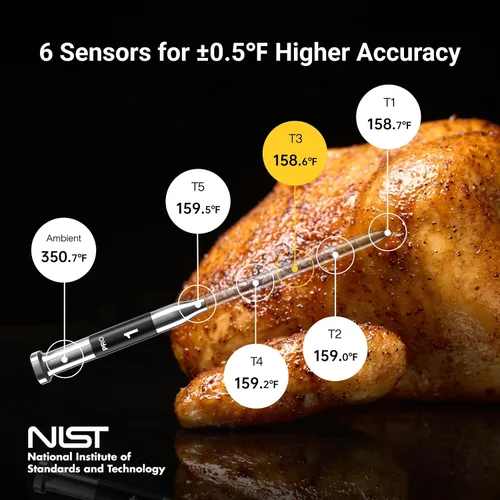 Vista 6 de ThermoMaven - Termómetro inalámbrico inteligente para carne con Bluetooth, señal Sub-1G mejorada 10 veces y estabilidad, base de pantalla