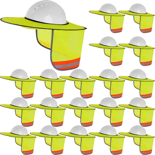 Vista 12 de Paquete de 2 protectores solares para casco duro, protector solar de malla de ala completa para cascos duros, alta visibilidad, reflectante