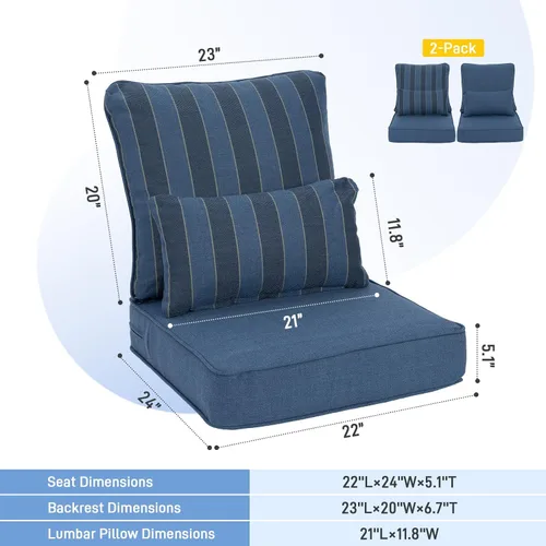 Vista 3 de Aoodor Cojín para Silla al Aire Libre, 55.9 x 61 cm Resistente al Agua, Resistente a la Decoloración, Cojines de Asiento de Patio de Olefina
